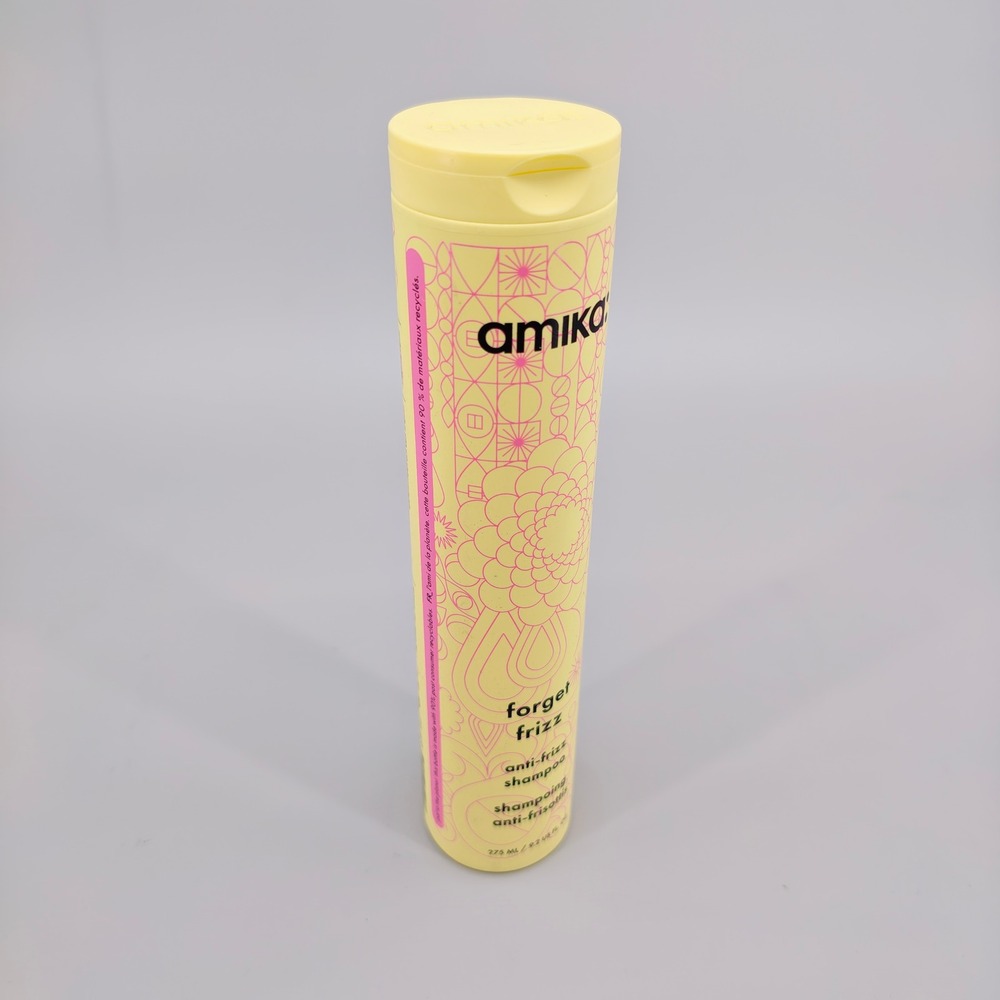 Amika Forget Frizz Anti-Frizz Shampoo 9.2 oz Smoothing Glycolic Acid Yellow - Picture 3 of 6